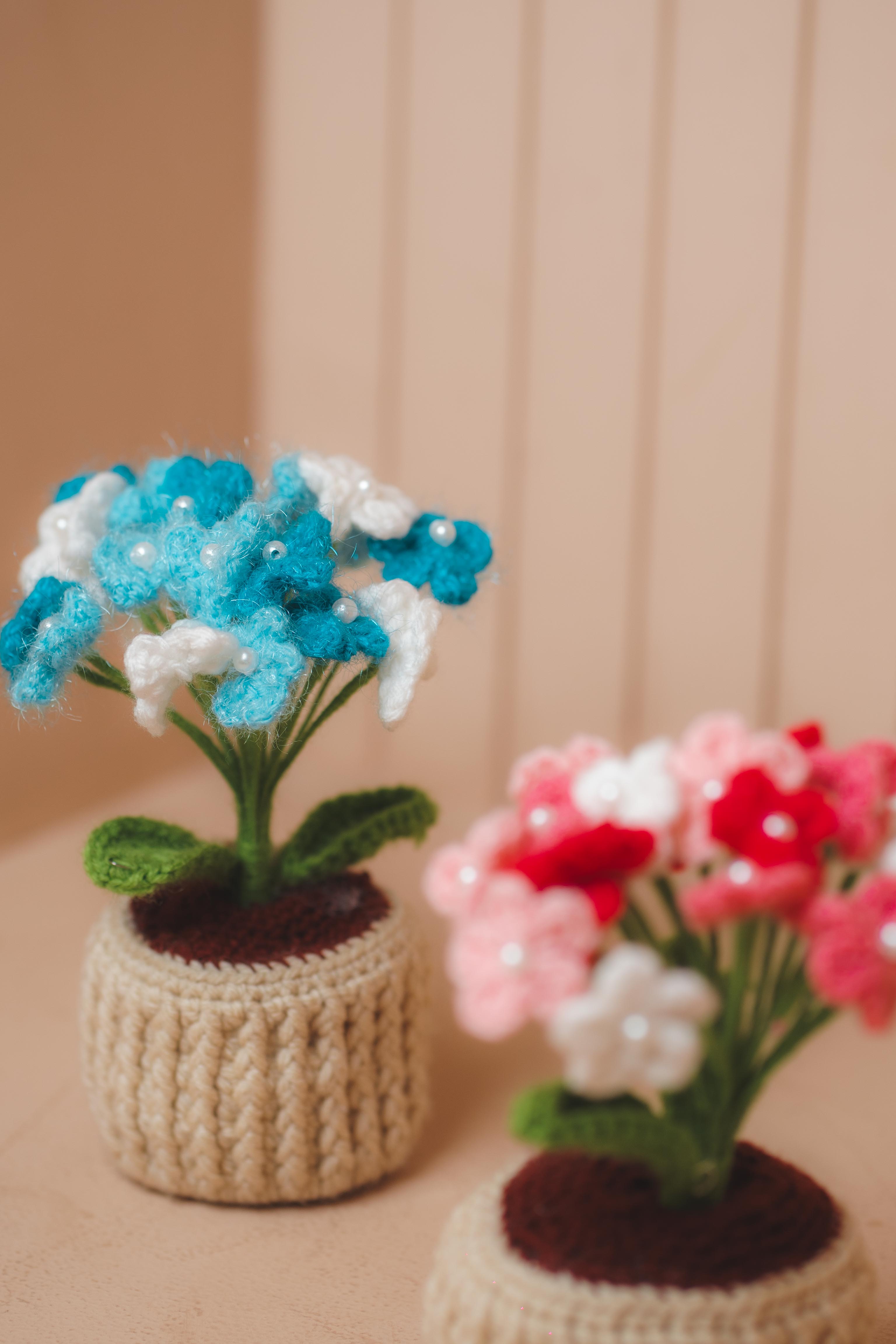 'Cloud Bloom' Crochet Hydrangea Pot