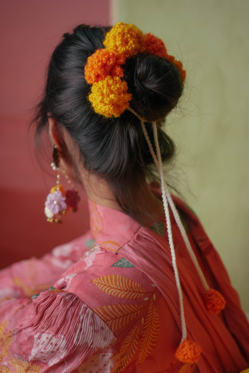 'Festive Glow' Marigold Crochet Gajra