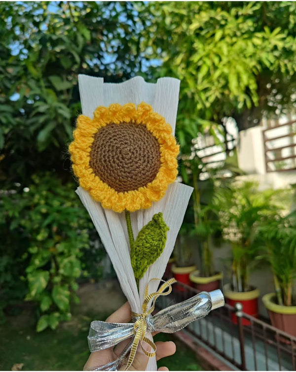 'Everlasting Sunshine' Sunflower Crochet Stem