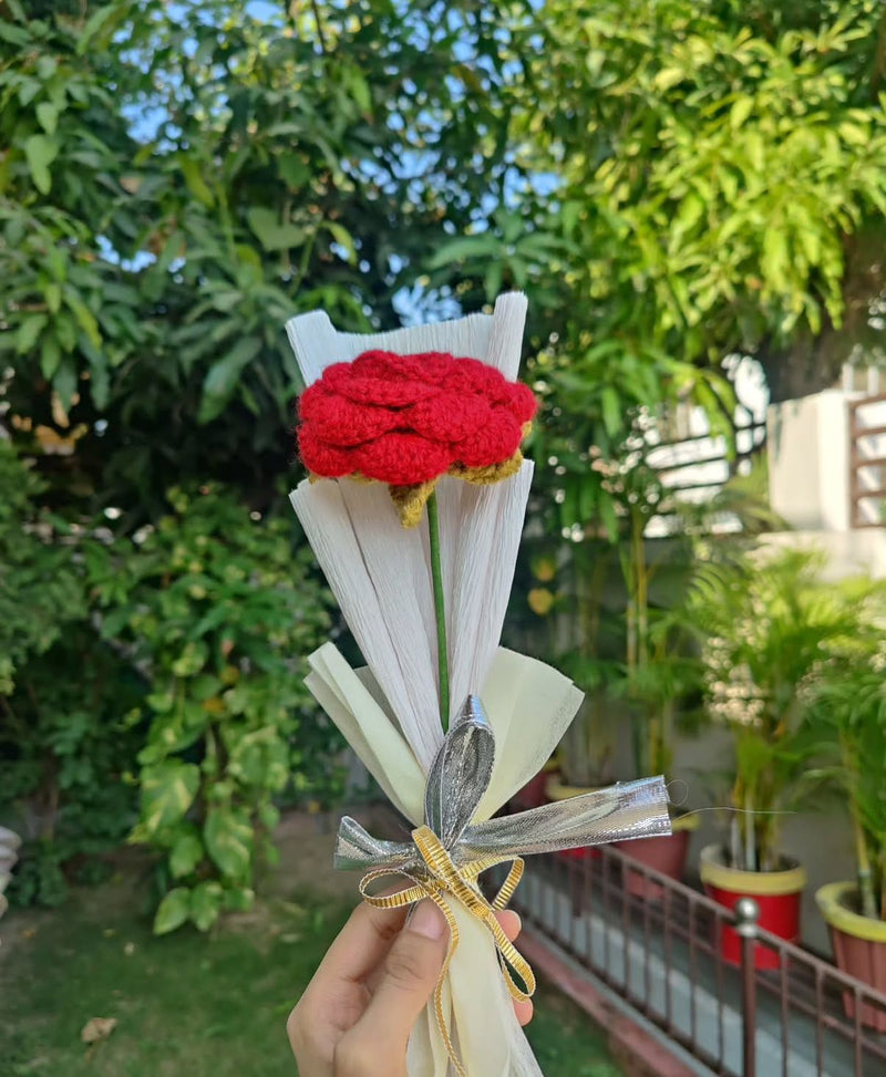 'Crimson Charm' Crochet Rose Stem