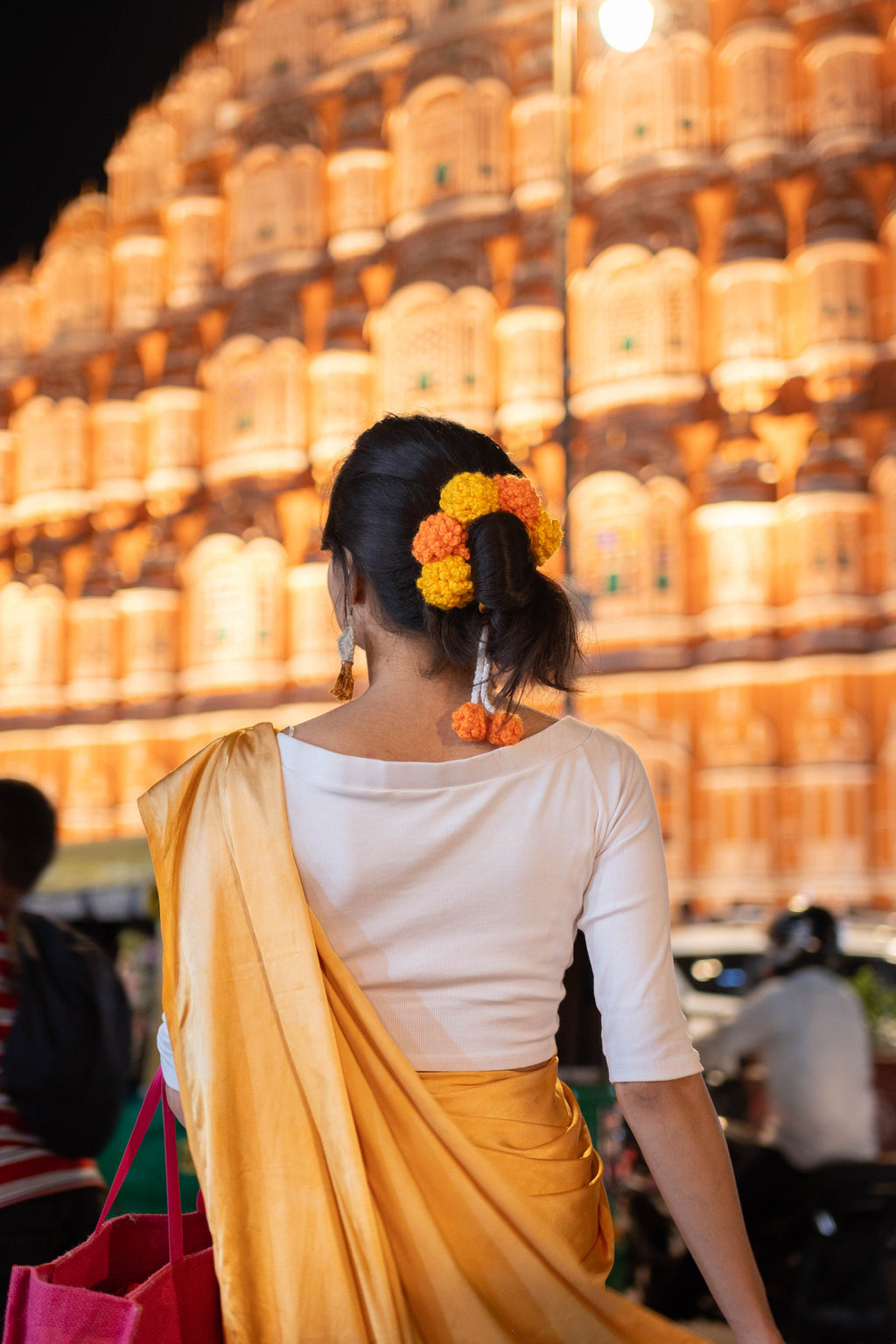 'Festive Glow' Marigold Crochet Gajra